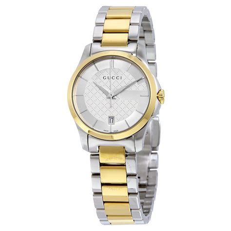 gucci g timeless silver dial two tone women's watch|Gucci watches for women.